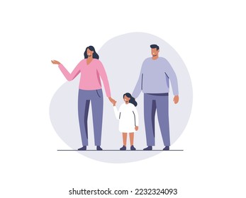 Happy family. Togetherness, parenting concept. Vector illustration.