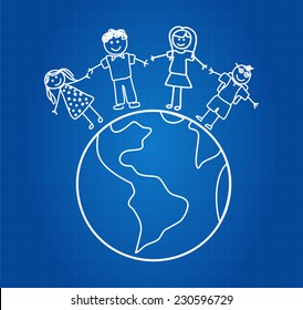 Happy Family Travel Around The World Blueprint