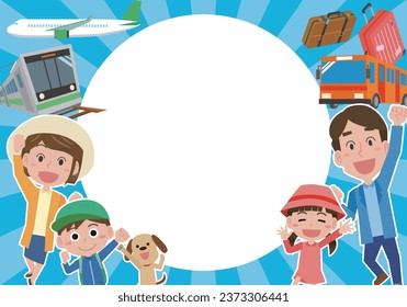 Happy family travel frame illustration