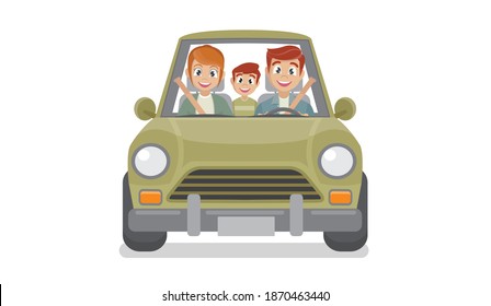 Happy family traveling in car., vector eps10