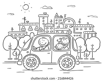 Coloring Page Cute Bunny Driving Car Stock Vector (Royalty Free) 1948224322