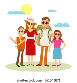 Happy family travels vector people