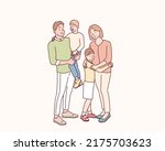 Happy Family With Two Children . Hand drawn style vector design illustrations.