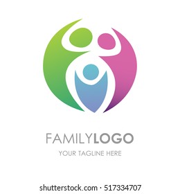 Happy family vector design logo template. group of people logotype on white background