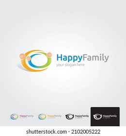 plantilla de diseño de vector de familia feliz