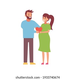 Happy family. Vector flat design illustration on white background.