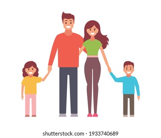 Happy family. Vector flat design illustration on white background.