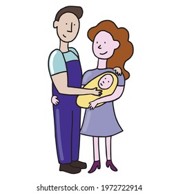 Happy family. Vector flat design illustration on white background