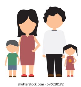Happy family vector icon with flat and solid color design. Family portrait with minimalism style.