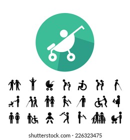 happy family vector icon set 