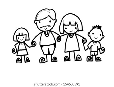 Happy Family Vector Illustration Stock Vector (Royalty Free) 154688591 ...