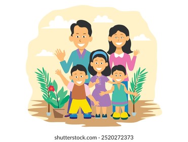 Happy family vector illustration for design elements, concept of harmony and togetherness.