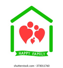 Happy family. Vector illustration, icons. 