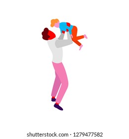Happy family vector isolated illustration. Flat trendy family illustration - Vector