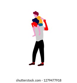 Happy family vector isolated illustration. Flat trendy family illustration - Vector