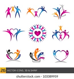 happy family vector multicolored icons collection multicolored