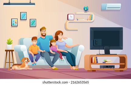 2,555 Family watching television cartoon Images, Stock Photos & Vectors ...