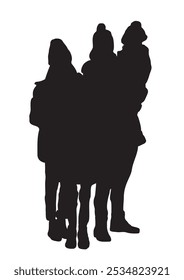 happy family winter people silhouette