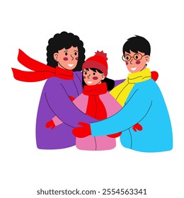 Happy family of women hugging their daughter. LGBT family. Vector illustration.