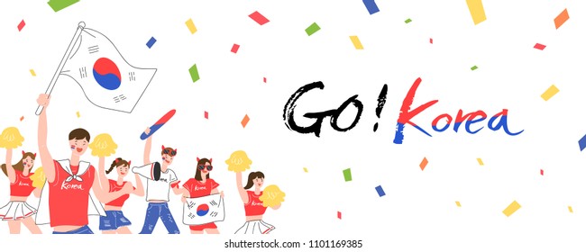 Happy fans are cheering for their team