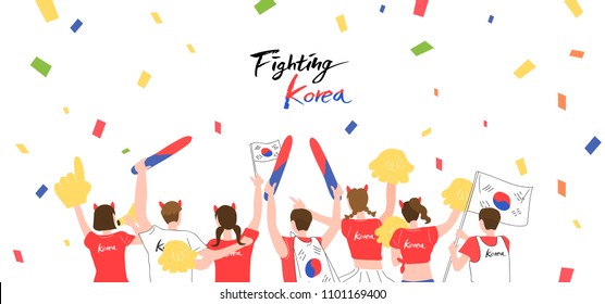 Happy fans are cheering for their team