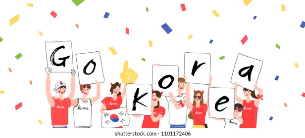 Happy fans are cheering for their team