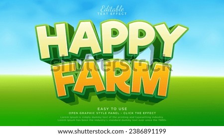 Happy farm 3d text effect. Plant editable text effect