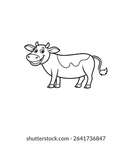 Happy Farm Animal Cow Outline.