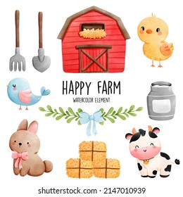 Happy farm with cute animal, Vector illustration