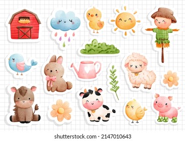 Happy Farm sticker, vector illustration