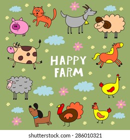 happy farm vector cartoon
