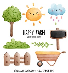Happy farm. Farm Vector illustration