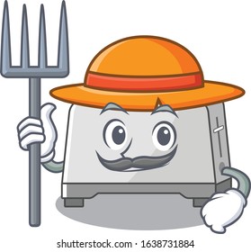Happy Farmer bread toaster cartoon picture with hat and tools