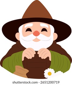 Happy Farmer Cartoon Illustration Image peeking, happy Saint Brigid Day Pilgrim