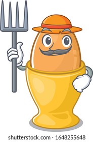 Happy Farmer egg cup cartoon picture with hat and tools