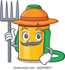 Happy Farmer kids water bottle Scroll cartoon character with hat and tools