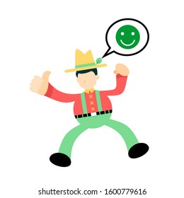 happy farmer man emotion cartoon doodle flat design style vector illustration