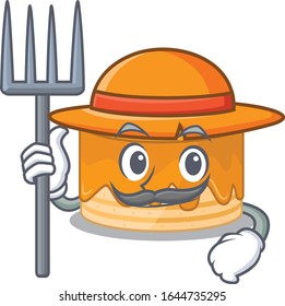 Happy Farmer orange cake cartoon picture with hat and tools