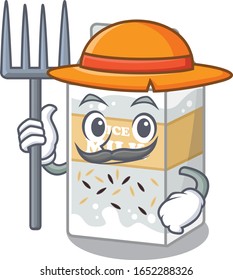 Happy Farmer rice milk cartoon picture with hat and tools