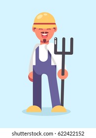 Happy farmer. Vector illustration in flat style