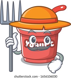 Happy Farmer yogurt cartoon picture with hat and tools