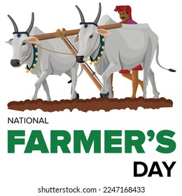 Happy Farmers Day. Farmers Day poster, Indian Farmer working in agriculture field, 