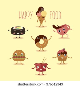 Happy fast food with hands and legs