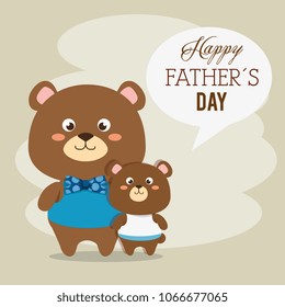 happy fasthers day card with bears