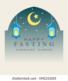 Happy fasting islamic greeting. Ramadhan kareem