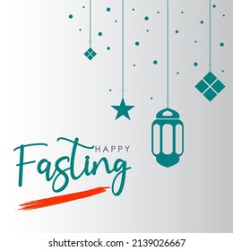 happy fasting ramadhan roughen brush lettering typography greeting card poster