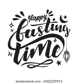 Happy fasting time, Ramadan Calligraphy. Ramadhan lettering. Holy Ramadan. lettering design for ramadan. Vector Illustration