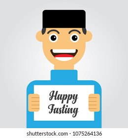 happy fasting vector illustration