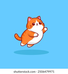 happy fat cat is practicing jumping