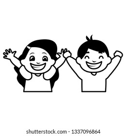 happy fat kids celebrating characters